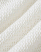 Textured Knit Sweater with Round Neck in White