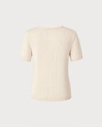 Floral Embroidered V-Neck Sweater in Apricot