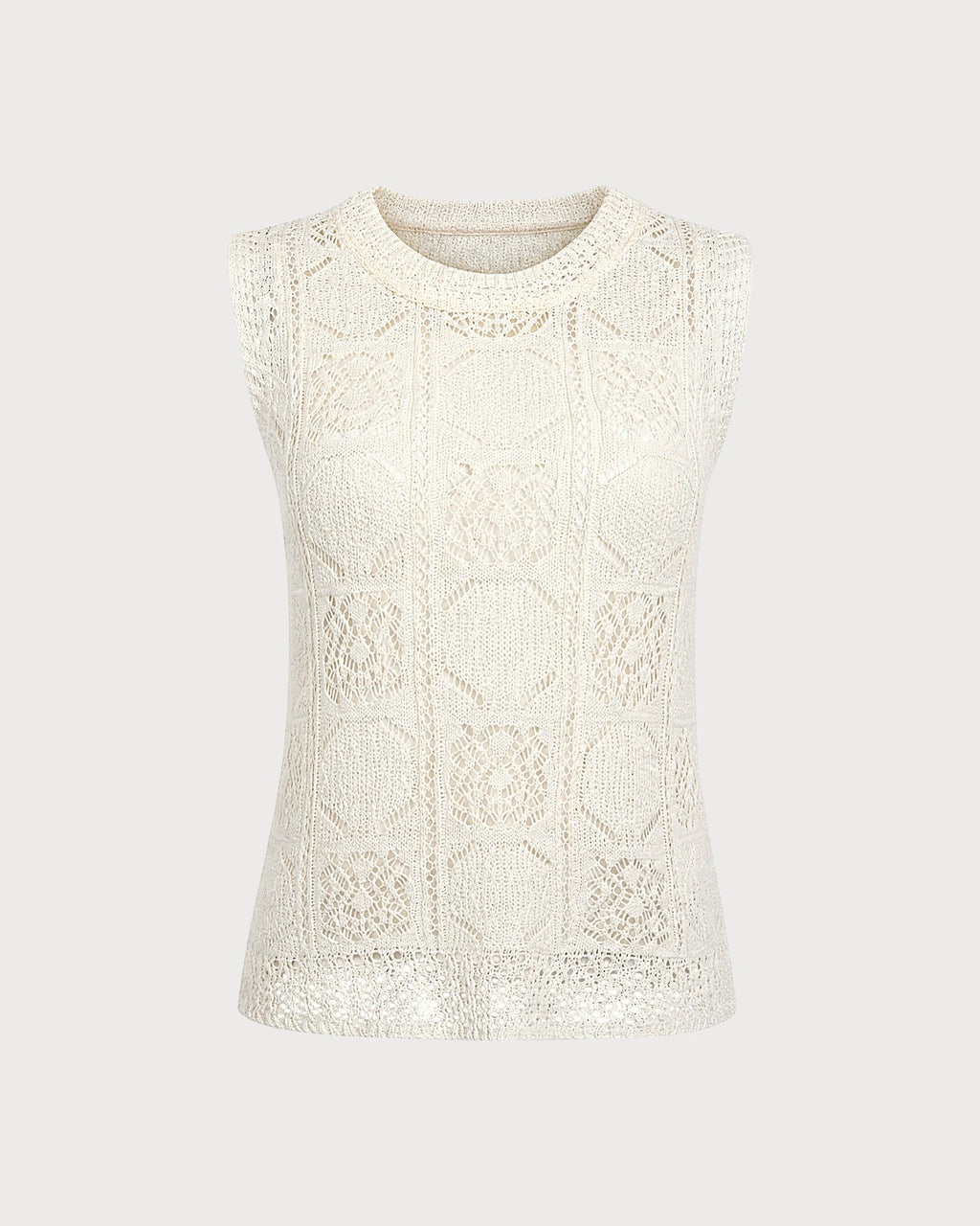 Textured Knit Sweater in Apricot with Round Neck