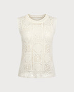 Textured Knit Sweater in Apricot with Round Neck