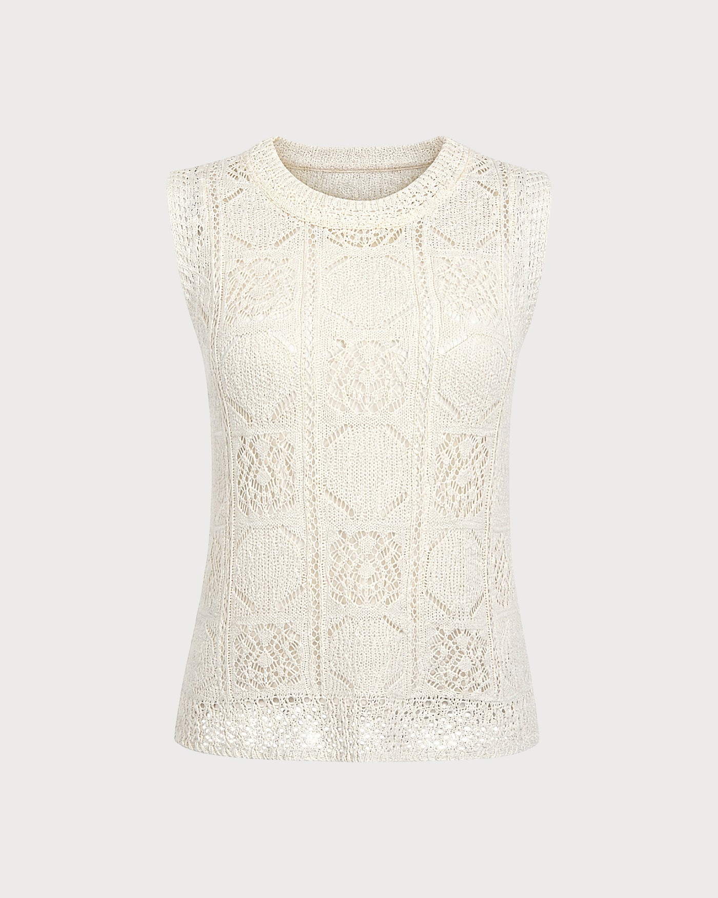 Textured Knit Sweater in Apricot with Round Neck