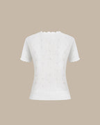 Textured Knit Cardigan in Off White