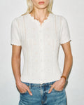 Textured Knit Cardigan in Off White