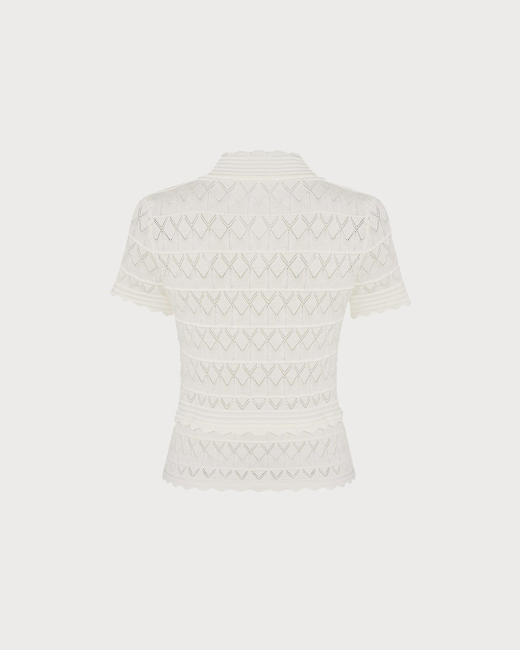 Textured V-Neck Sweater in Off White