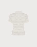 Textured V-Neck Sweater in Off White