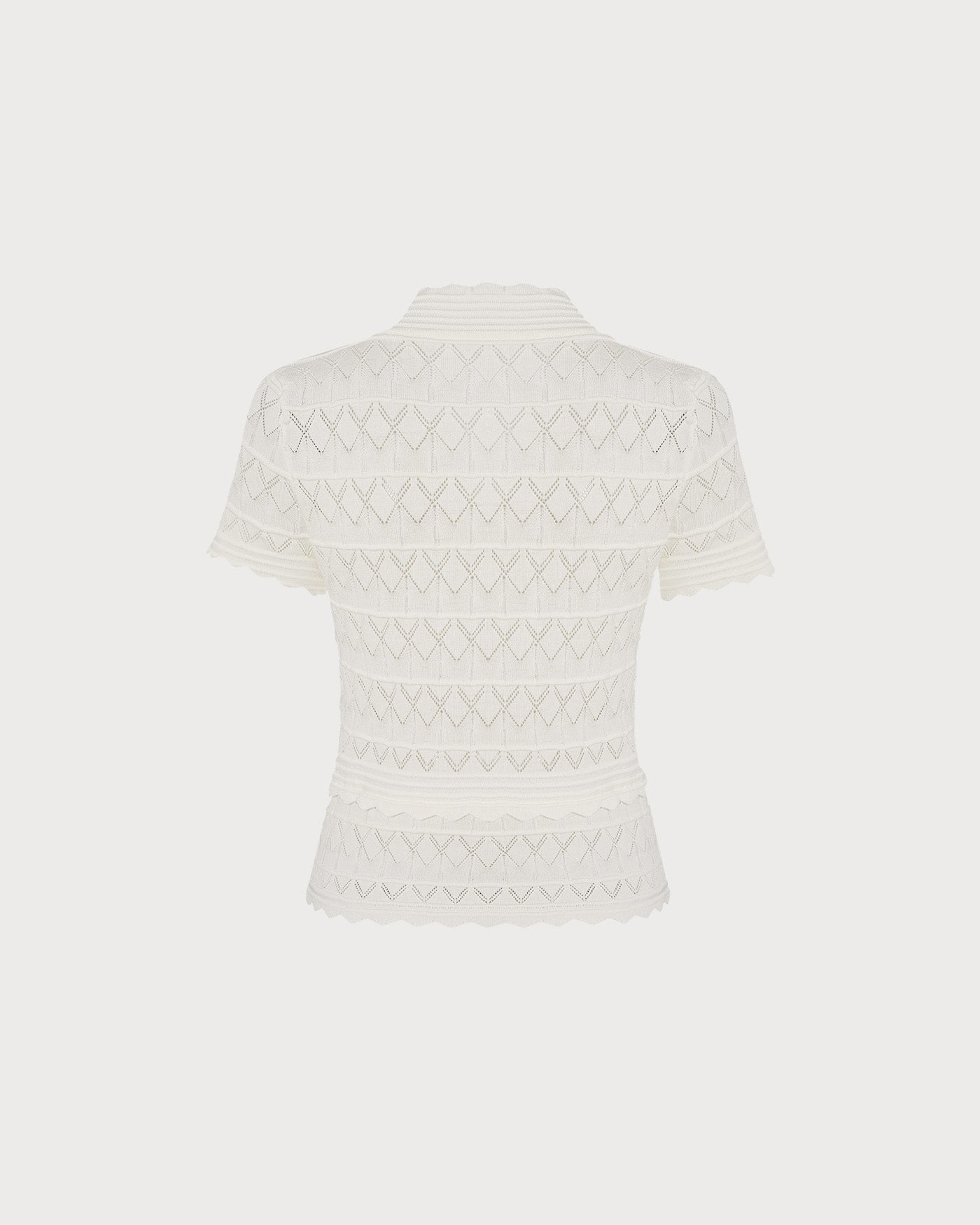 Textured V-Neck Sweater in Off White