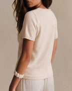 Floral Embroidered V-Neck Sweater in Apricot