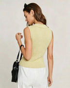Textured Yellow V-Neck Button-Up Cardigan