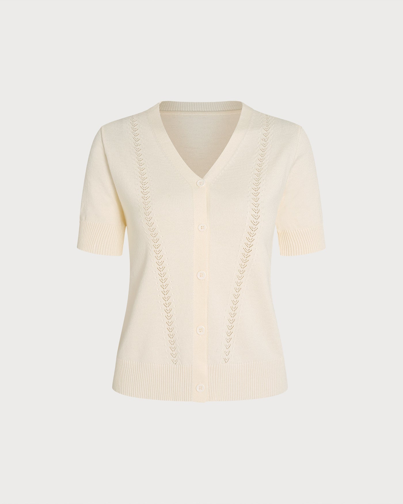 Apricot V-Neck Button-Up Knit Cardigan