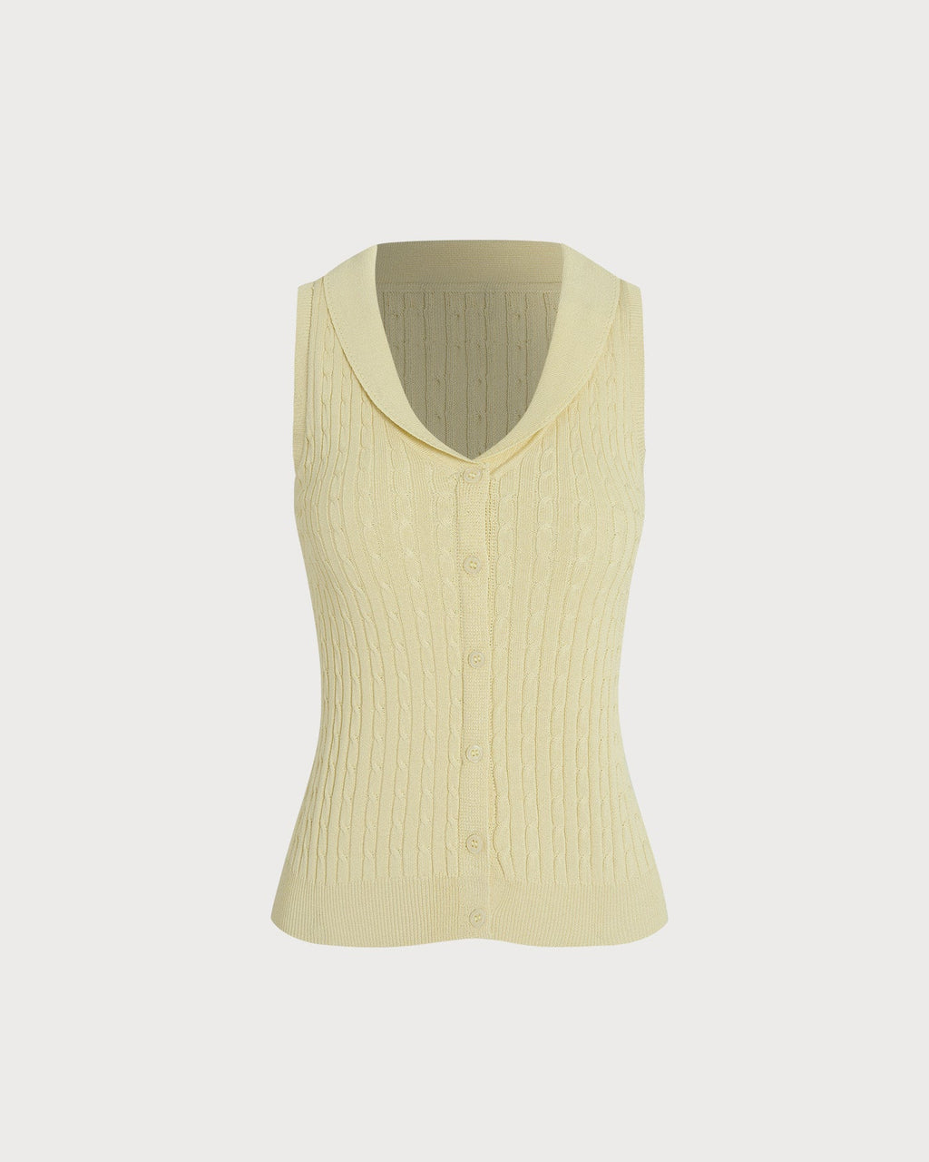 Textured Yellow V-Neck Button-Up Cardigan