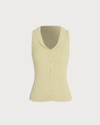 Textured Yellow V-Neck Button-Up Cardigan