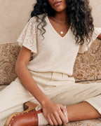 Apricot V-Neck Cut-Out Knit Top