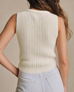 Textured Apricot Tank with Collar Cut-Out