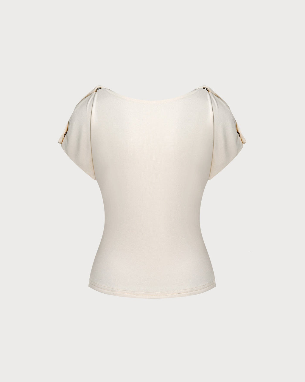 Apricot Cowl Neck Knit Tee with Button Detail