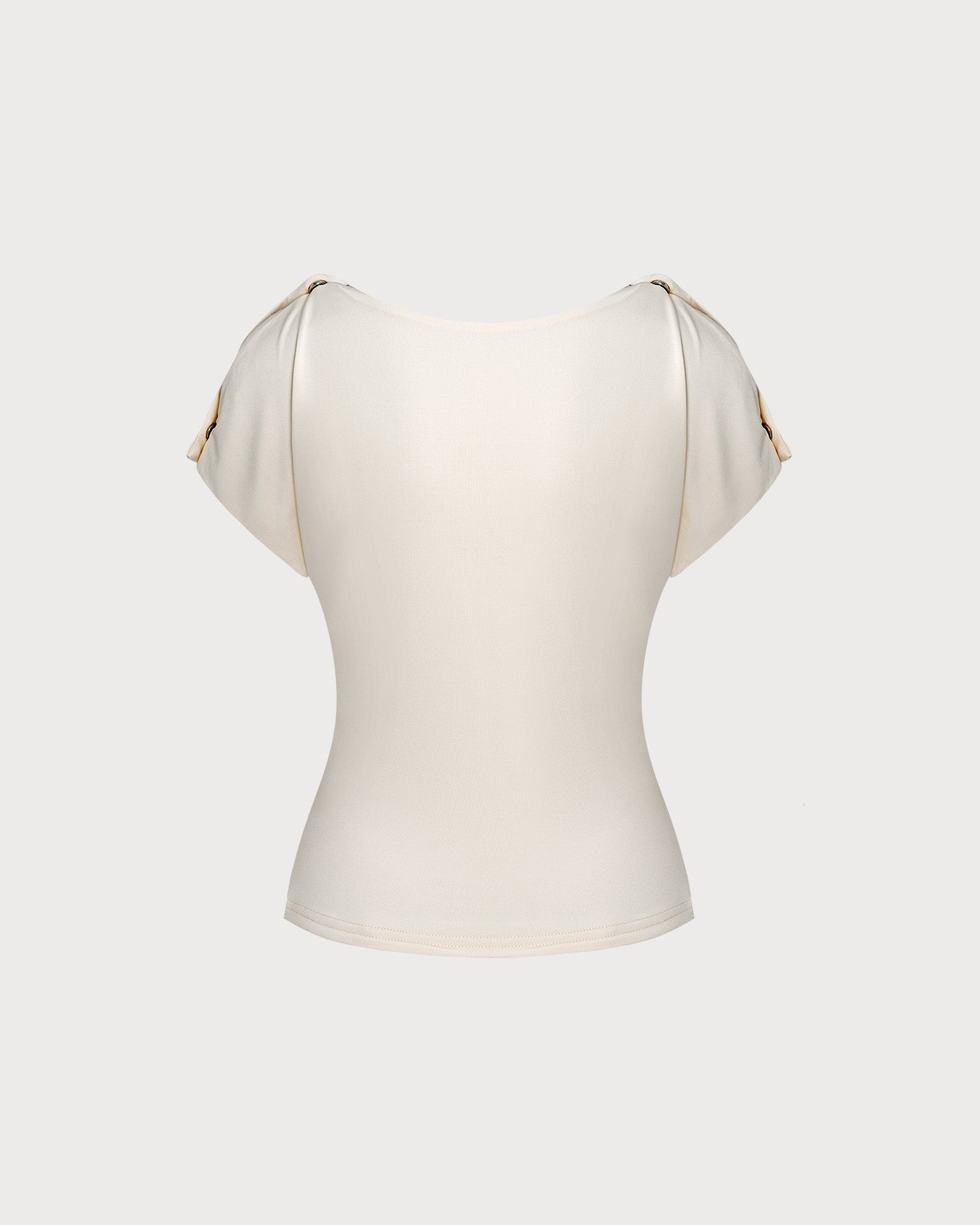 Apricot Cowl Neck Knit Tee with Button Detail