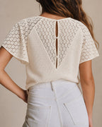 Apricot V-Neck Cut-Out Knit Top