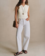 Textured Apricot Tank with Collar Cut-Out