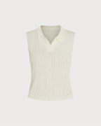 Textured Apricot Tank with Collar Cut-Out