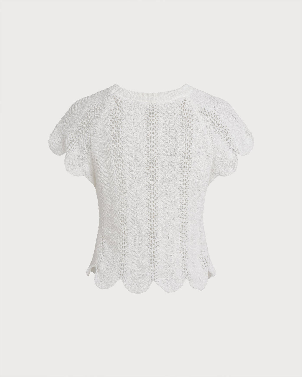 Textured White Round Neck T-Shirt