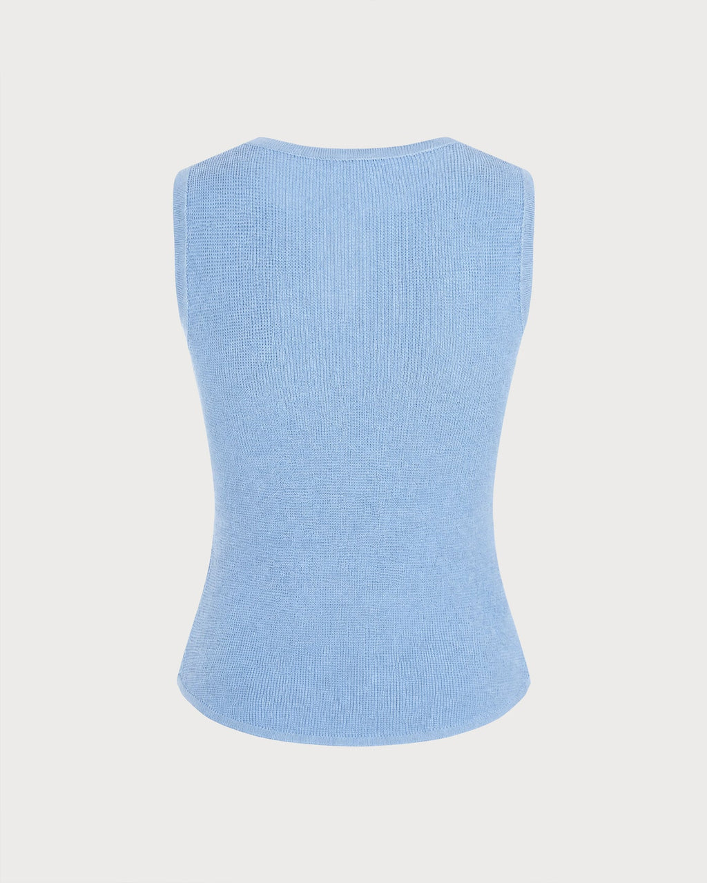 Textured Knit Tank Top in Blue with V-Neck