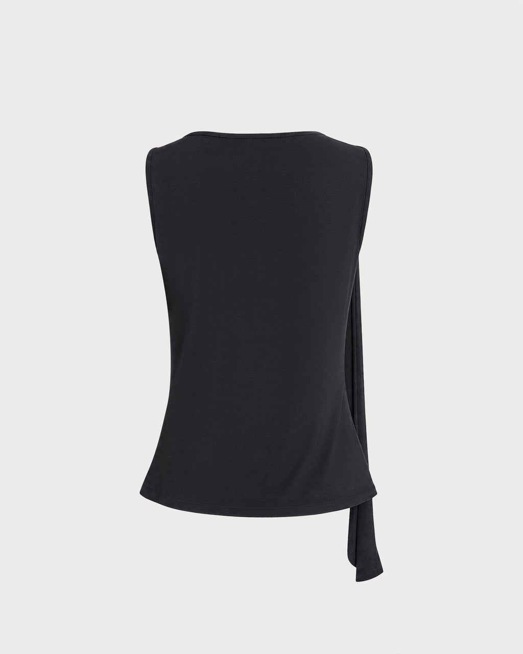 Black Knit Tank Top with Boat Neck Design