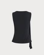 Black Knit Tank Top with Boat Neck Design