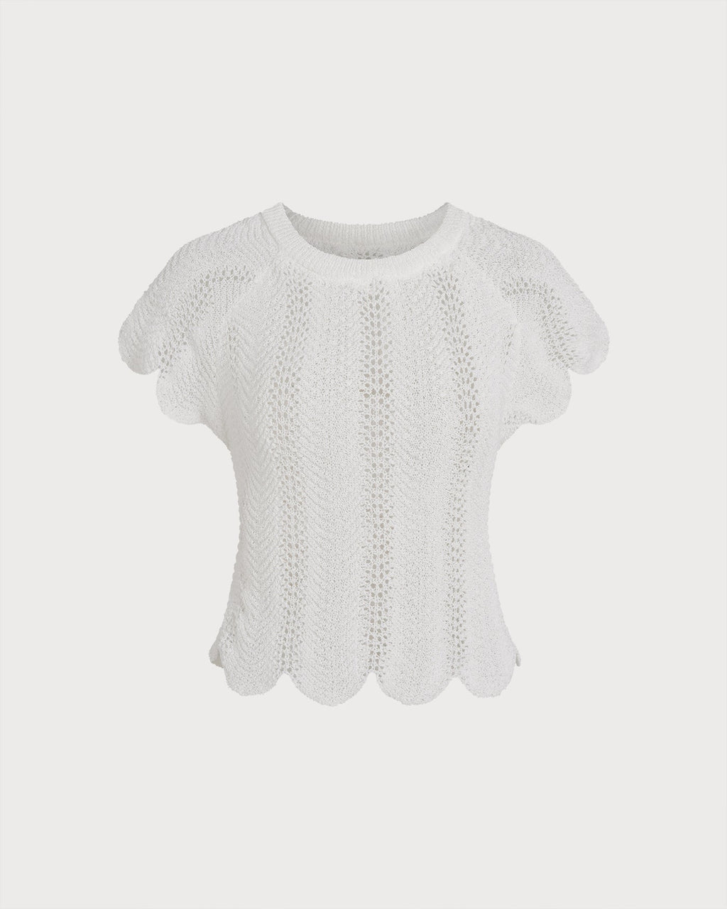 Textured White Round Neck T-Shirt