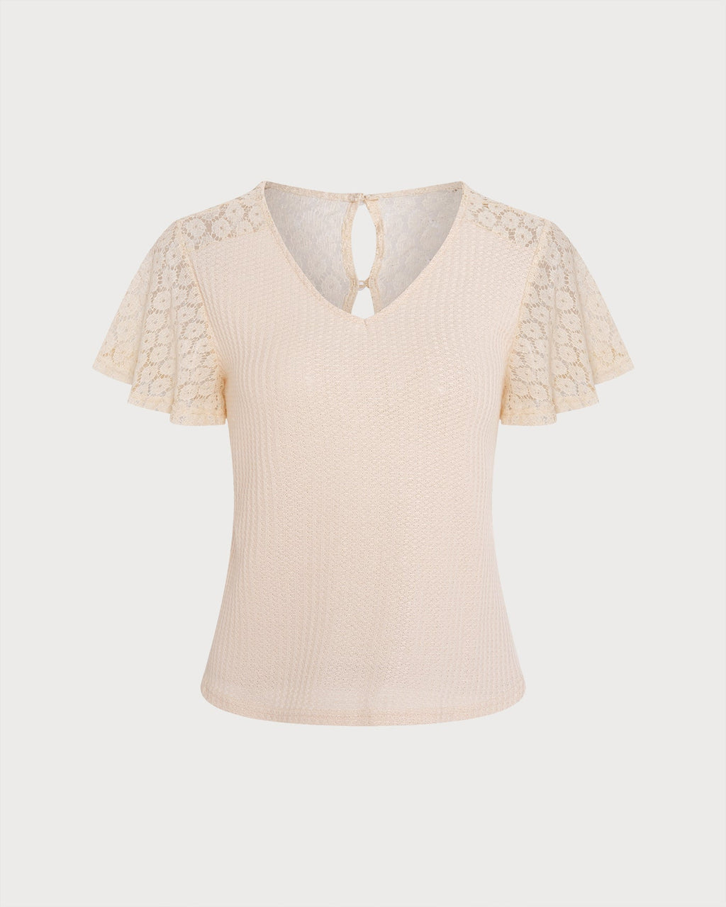 Apricot V-Neck Cut-Out Knit Top