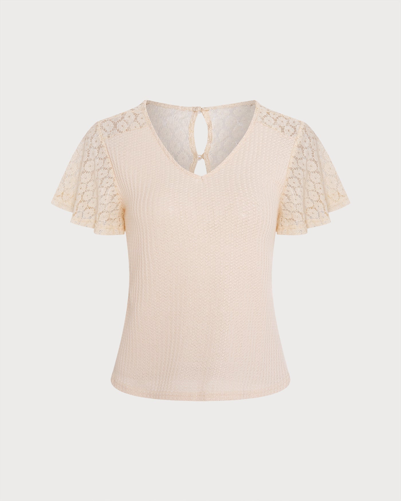 Apricot V-Neck Cut-Out Knit Top