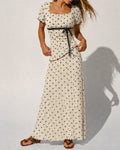 Apricot Polka Dot Two-Piece Set with Square Neck