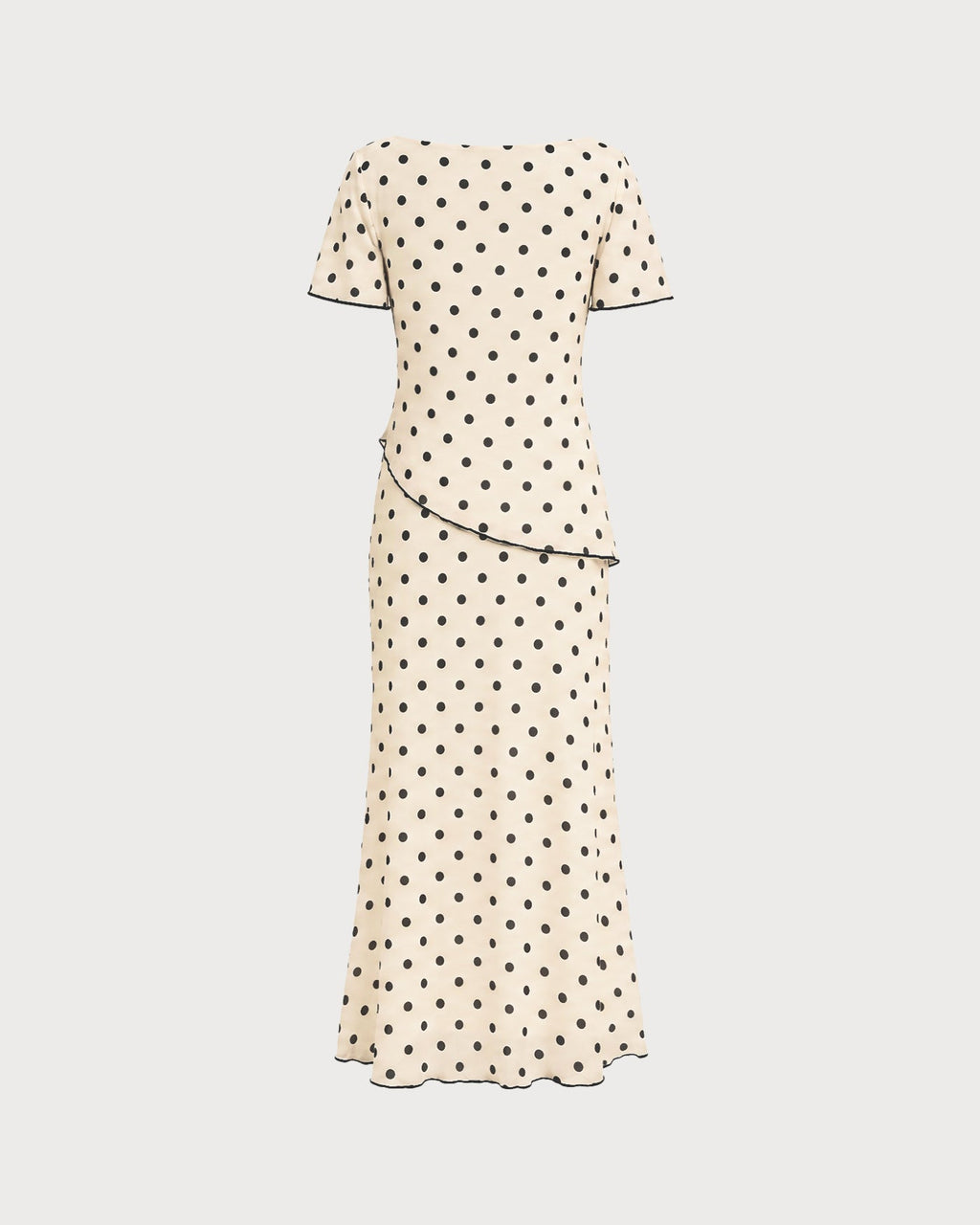 Apricot Polka Dot Two-Piece Set with Square Neck