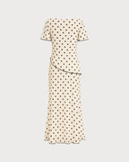 Apricot Polka Dot Two-Piece Set with Square Neck