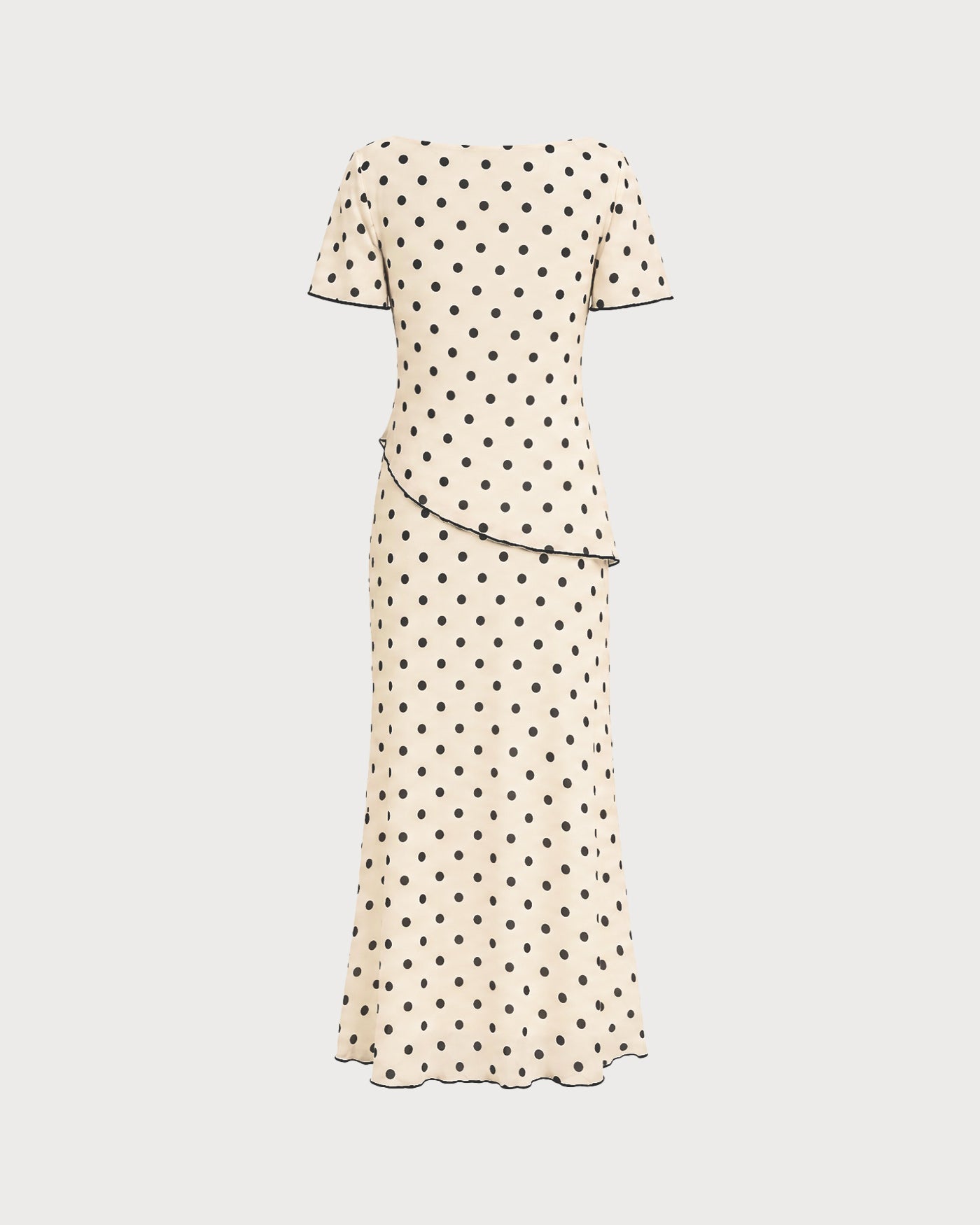 Apricot Polka Dot Two-Piece Set with Square Neck