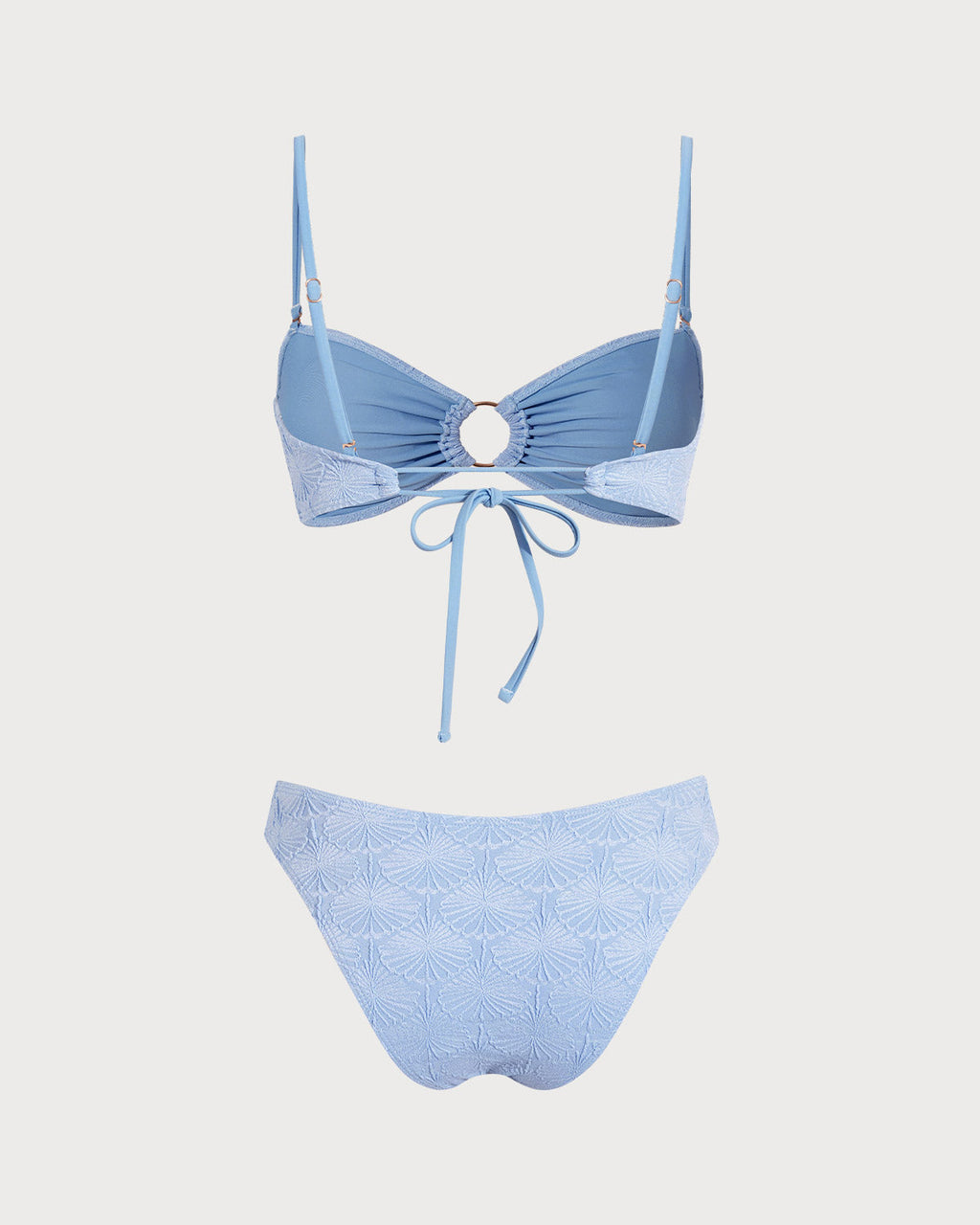 Blue Jacquard Cut-Out Bikini Set