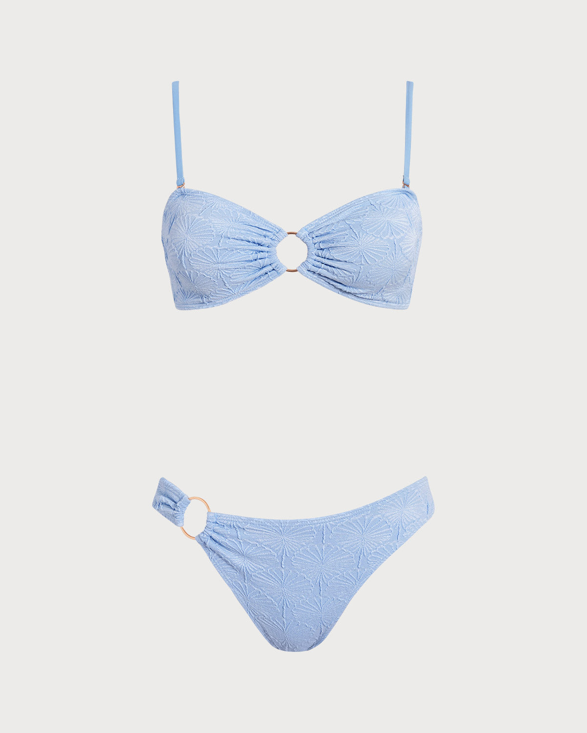 Blue Jacquard Cut-Out Bikini Set