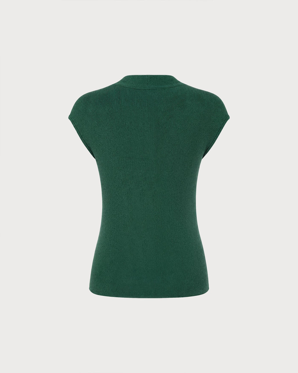 Textured Knit Tank Top in Green with V-Neck