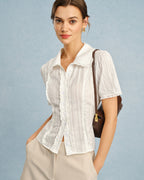 Elegant Lace Button-Up Blouse