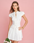 Embroidered White Blouse with Mandarin Collar