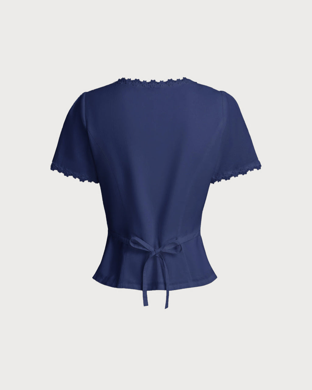 Navy Square Neck Button-Up Top