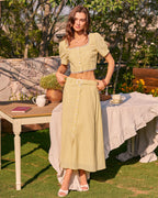 Embroidered Yellow Square Neck Blouse
