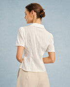 Elegant Lace Button-Up Blouse