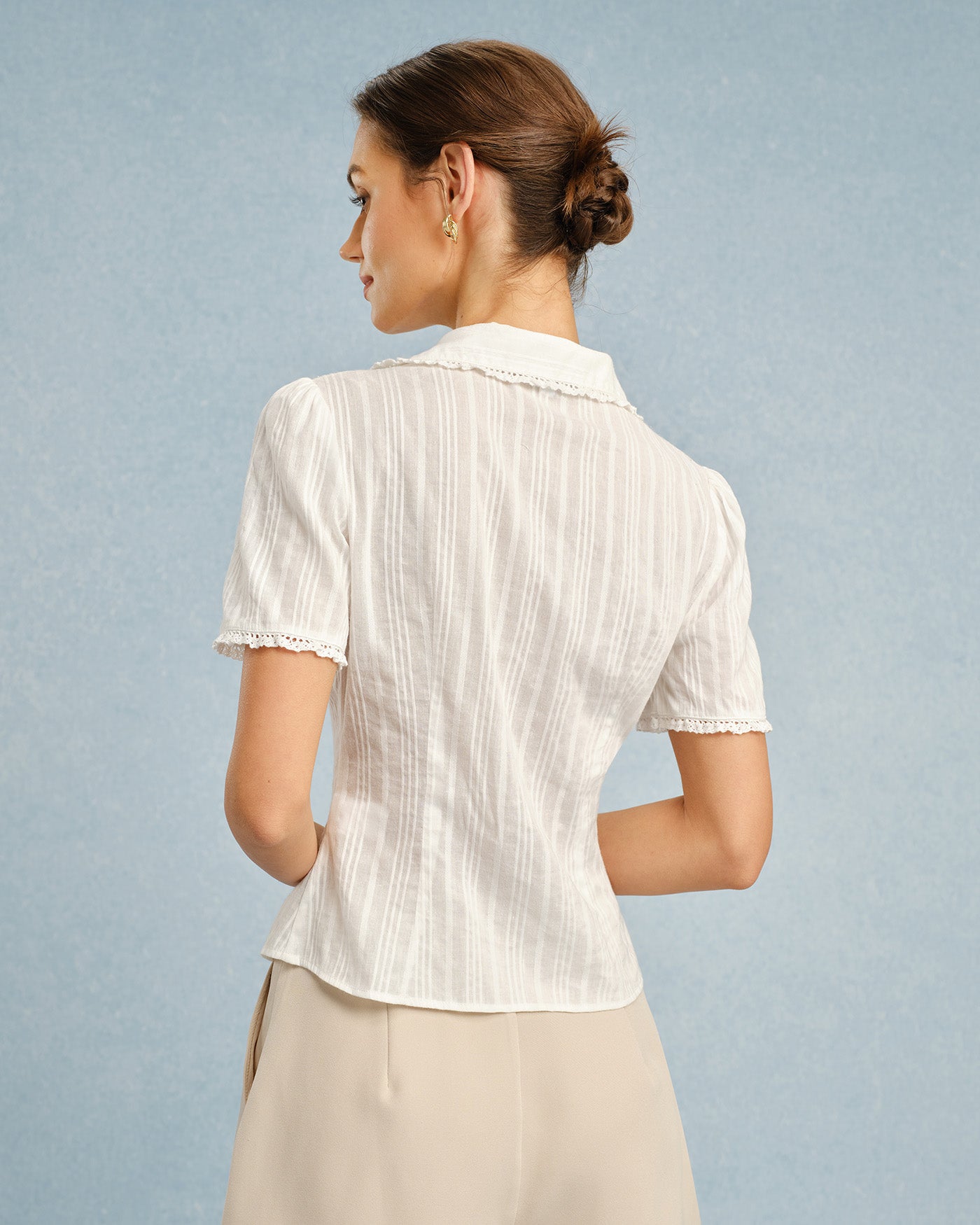 Elegant Lace Button-Up Blouse