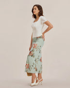White Lace Blouse with Square Neck and Button Details