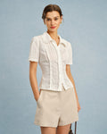 Elegant Lace Button-Up Blouse
