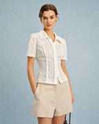 Elegant Lace Button-Up Blouse