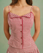 Plaid Cami Top with Red Collar