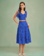 Embroidered Cami Top with Blue Sweetheart Neckline