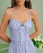 Blue Sweetheart Neck Camisole