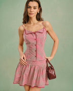 Plaid Cami Top with Red Collar