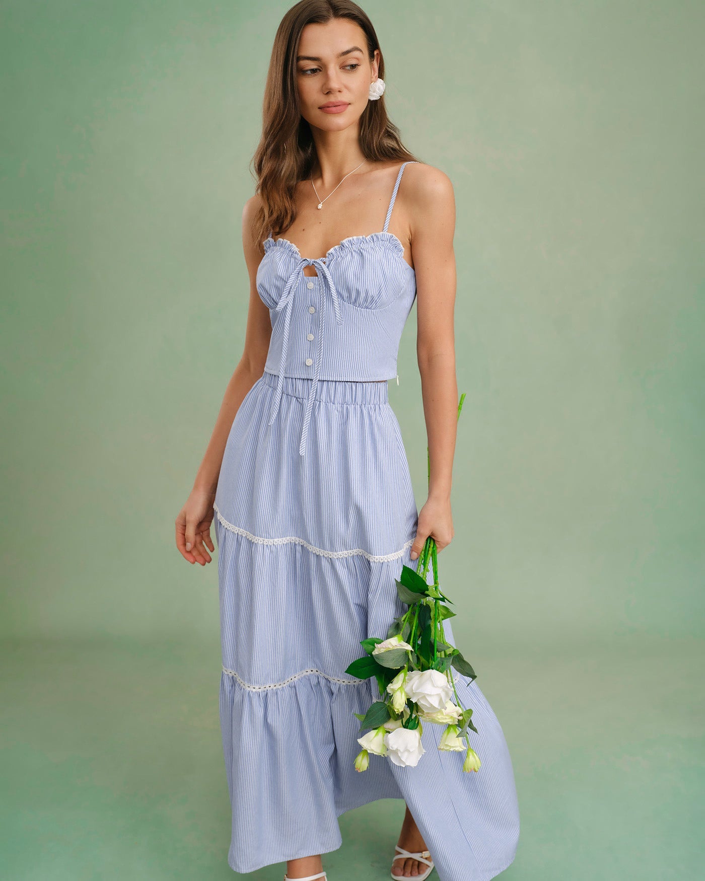 Blue Sweetheart Neck Camisole